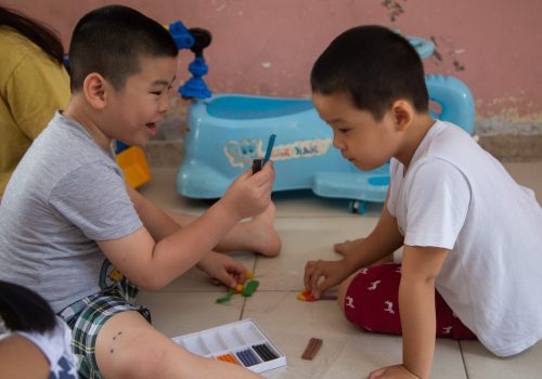 _Children are playing dough