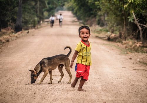 _Little boy with his dog