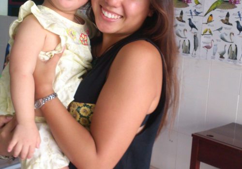 Participant playing with a child