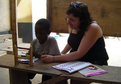Participant playing with student
