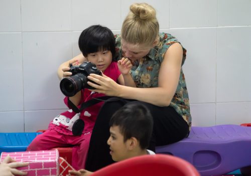 Participant showing picture for the kids