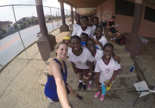 Participant taking a selfie with her students