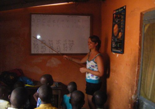Participant teaching the alphabet